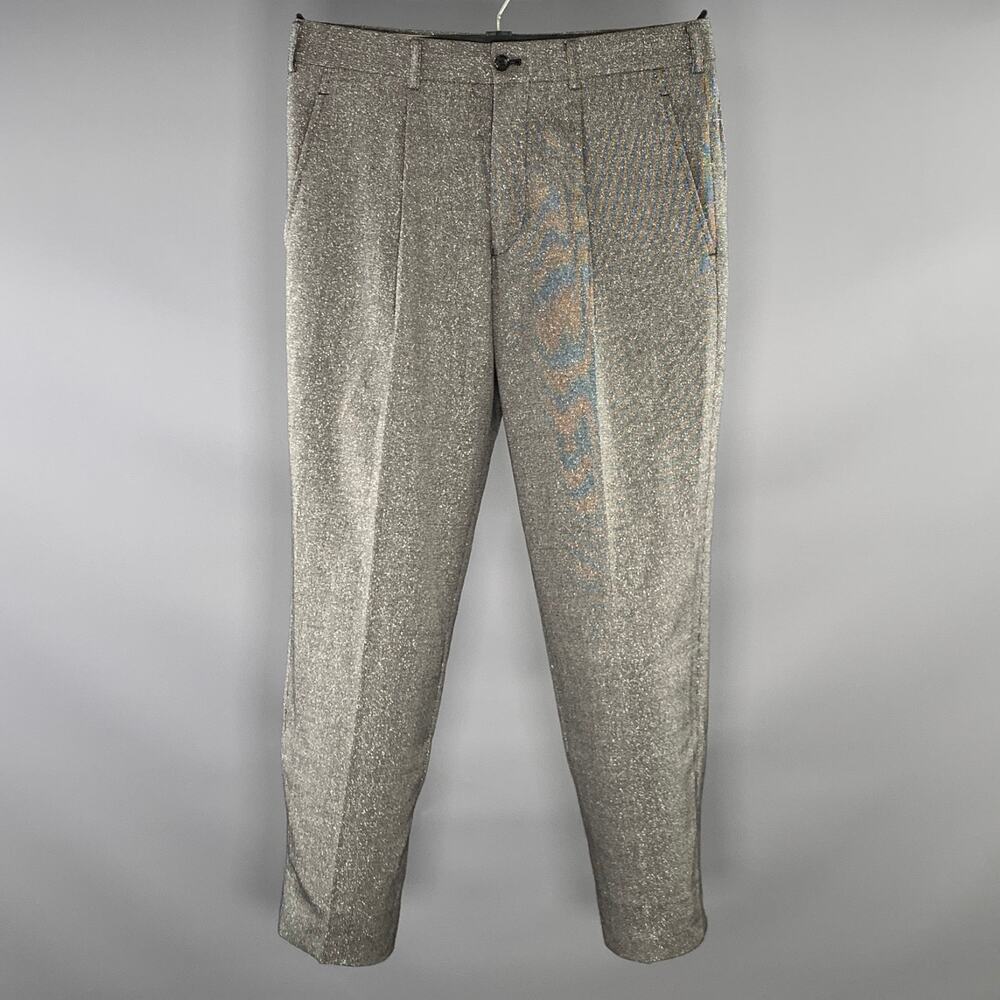 COMME des GARCONS Size S Black Silver Metallic Wool Blend Dress Pants